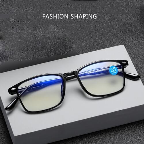 Retro Square Reading Glasses Anti-Blue Light Computer Eyeglasses Big Size Glasses Frame Men Women Decorative Glasses Diopters