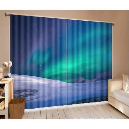 Window treatments Luxury Blackout Aurora pattern 3D Curtains Living Room Office Bedroom decorate Drapes Cortinas pillowcase