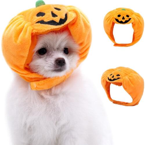 Pet cat dog pumpkin hat halloween ghost festival headdress supplies small medium and large dog teddy fight