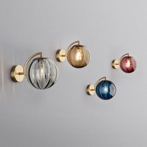 Modern Glass Ball Wall Sconce Light Fixture Nordic Golden Bedside Indoor Living Room Lighting Luminaire Home Decoration Hallway