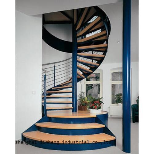 Antique steel-wood spiral staircase designs(LH-SC011)