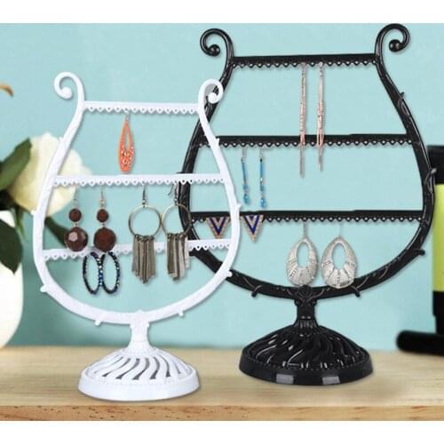 3sizes Whtie Black Plastic Jewelry Storage Organizer Rack Necklace Earrings Holder Display Stand Jewelry Storage Racks Showcase