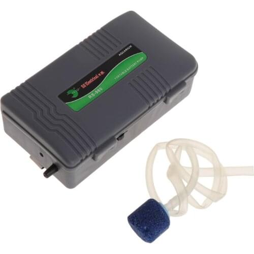 Air Pump Portable Aquarium Fish Tank Battery Powered Oxygen Aerator With Stone 85DA