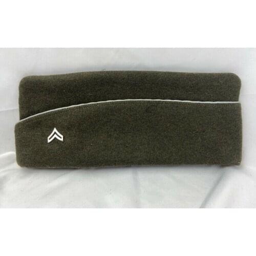 WW2 US ARMY OFFICERS WOOL GARRISON CAP HAT & NCO CORPORAL RANK SILVER INSIGNIA SOLDIER MILITARY HAT WAR REENACTMENTS 5605101