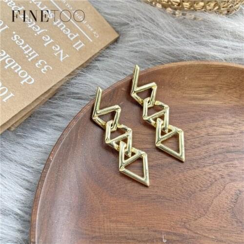 Punk Gold Color Square Link Chain Drop Earrings for Women Hip Hop Geometric Earrings Metal Tassel Long Earrings Punk Jewelry
