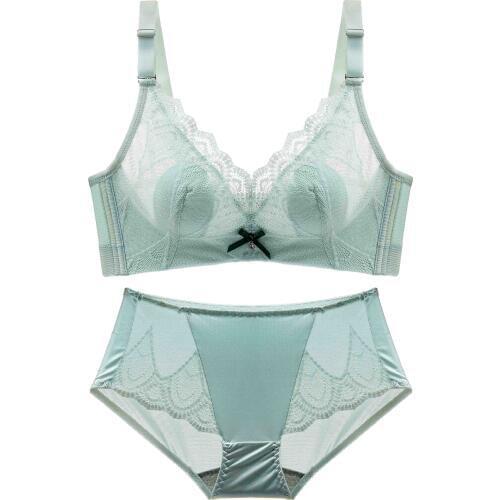 Bra & Brief Sets Sexy Lace Thin Cotton Unlined Triangle Cup Wireless Bras and Panties Set Underwear Small Breasts Women Lingerie