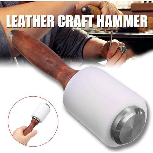 1pcs Leather Carving Hammer DIY Craft Cowhide Punch Cutting Nylon Hammer Tool with Wood Handle Leathercraft Carving Tools