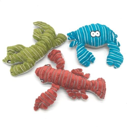 1pc Plush Squeaky Corduroy Dog Toys Bite-Resistant Clean Dog Chew Puppy Training Toy Soft Crab And Animal Pet Supplies