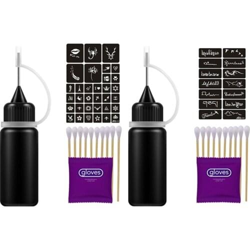 2 Set Temporary Tattoo Ink Natural Long Lasting Organic Jagua Fruit Gel/Ink No Chemicals No Alcohol 10Ml Tattoo Stickers Y17 & Y