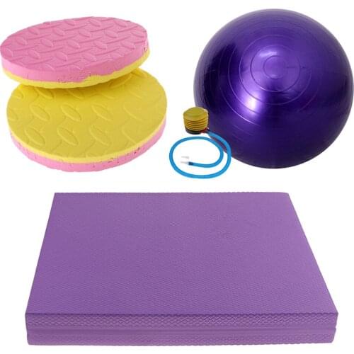 3 Packs Yoga Exercise Equipment Includes 1x Knee Mat & 1x Balance Ball & 2x Elbow Pads, Soft and Durable