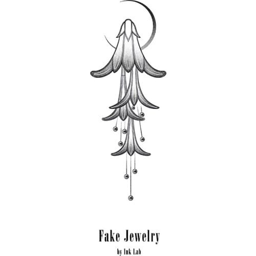 32MM×85MM Lily of the Valley Pendant Tattoo Sticker Waterproof Men and Women Original Lasting Dark Gothic Wrist Ankle