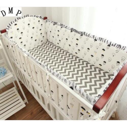 Promotion! 5PCS Cartoon crib bedding set bebe jogo de cama cot crib bedding set ,include(4bumpers+sheet)