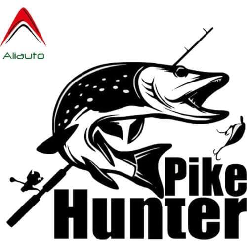 Aliauto Fashion Car Sticker Pike Hunter Fishing Bite Auto Styling Vinyl Decal for Volvo Lada Niva Toyota Rav4 Renault ,23cm*20cm