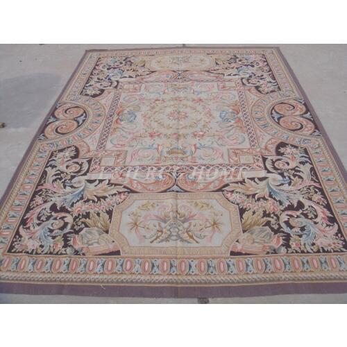 Free shipping 9'x12' French style aubusson carpets hand knotted rugs Woolen French Aubusson Rugs high quality rug