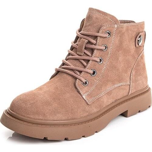 New Women Boots Lace up Solid Casual Ankle Boots Booties Round Toe Women Shoes winter snow boots warm british style YYJ261