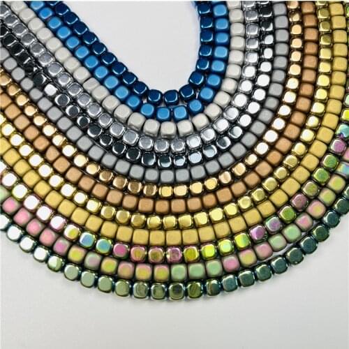 1 Strand Multi-color Cubic Natural Stone Hematite Beads for Jewelry Making Diy Bracelet Necklace
