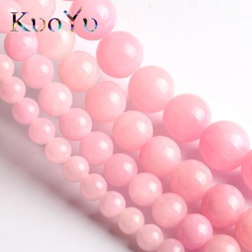 Natural Pink Cloud Jades Chalcedony Stone Beads Round Loose Bead For Jewelry Making 15"Inches 6 8 10 12mm DIY Bracelet Necklace