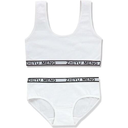 Teens bra set girls Underwear Camisole Cotton Hipster 8-15Y Kids Adjustable sling Big Girls Training summer Sport 8-16 Years