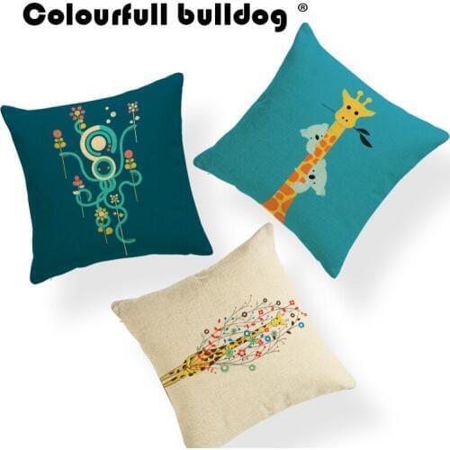 Whale Penguin Cat Giraffe Rainbow Cushion Case Elephant Pillowcase Mountains Ocean Style For Teens Koala Toss Pillow 45Cm Linen