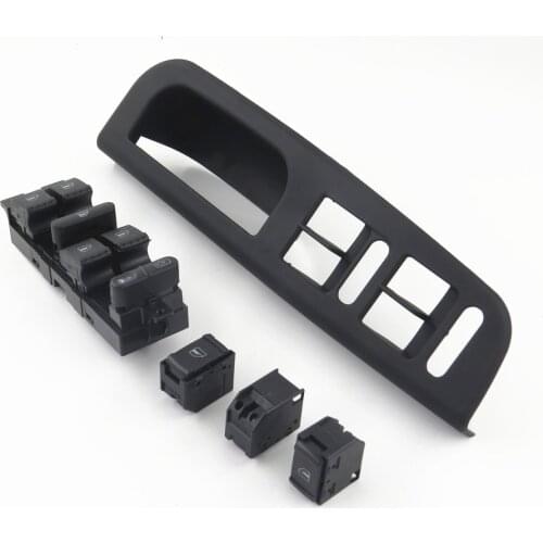 1 Set Black Car Door Window Glass Control Switch Button& Panel Bezel For Passat B5 Golf Bora MK4 3B1867171 3BD959857D 3BD959855B