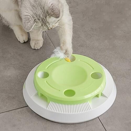 Interactive Cat Toy Automatic Rotating Teaser Training Cat Scratching Exercise Toys Kitten Feather Puzzle Toy Pet Supplies C42