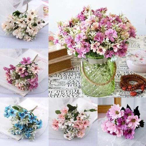 Artificial Flowers Little daisy Bouquet 5 Big Head Wedding Flower Bouquet Birthday Gifts for Home Party Decoration Indoor