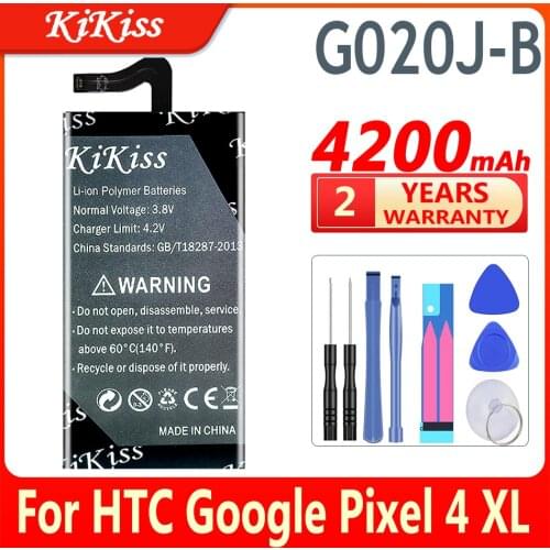 KiKiss 4200mAh Battery G020J-B For Google Pixel 4 XL Pixel4 XL Pixel4XL Cell Phone Replacement Batteries + Gift Tools