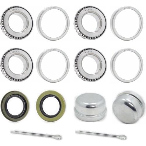 2 Set 1'' Axles Trailer Wheel Hub Bearings Kit, L44643/L44610,1.000"x1.980"x0.580" inch ,12192TB Seal,Dust Cover,Cotter Pin