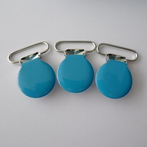 25pcs 1'' 25mm #MD14 Vivid Blue Enamel Round Suspender Clips