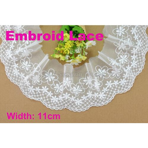 11cm width Cotton embroid lace sewing ribbon guipure trim or fabric diy craft supply wedding Accessories free shipping#3087