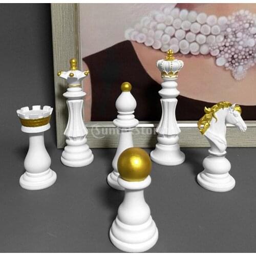 International Chess Sculpture Ornament Figurine Office Artwork Craft Chess Piece Ornament Collectible Figurine Craft Home Decor
