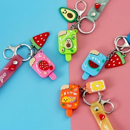 Cute Japanese and Korean Girl Heart Ice Cream Pendant Japanese and Korean Ice Cream Silicone Car Keychain