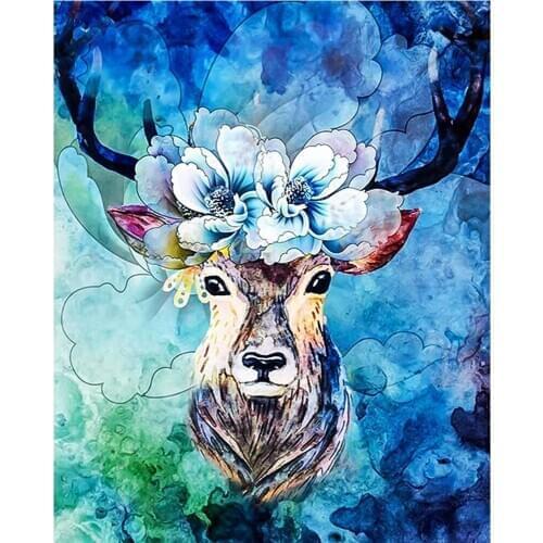 5D Diamond Painting Kits for Adults & Kids Good Luck elk Full Drill Round Diamond Crystal Gem Art Painting Perfect for Home Wall