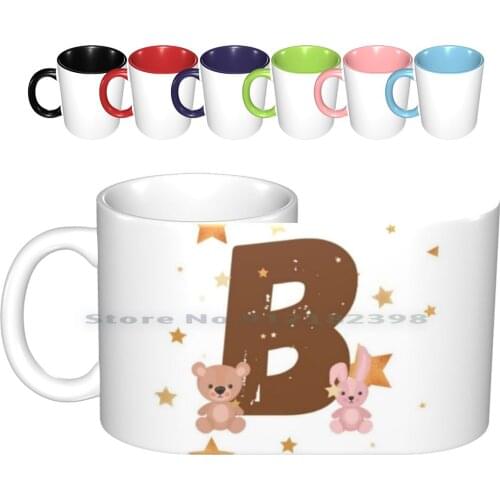 Letter B , Kids Ceramic Mugs Coffee Cups Milk Tea Mug Brooklyn Bella Brielle Brianna Bailey Brooke Brooklynn Brynlee Blakely