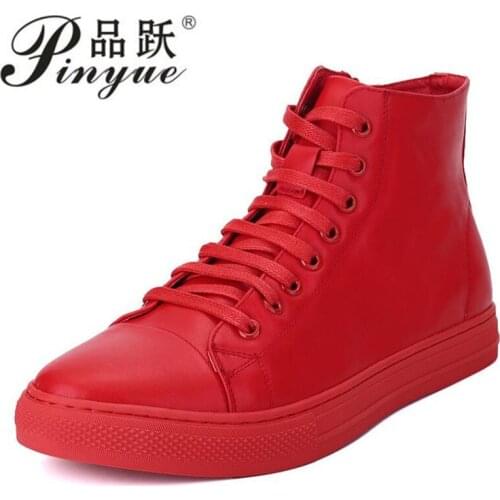 New Men Boots Casual Shoes For Male Black Red Mens Working Boots Size 39-44 Fashion Casual Boots Non-Slip