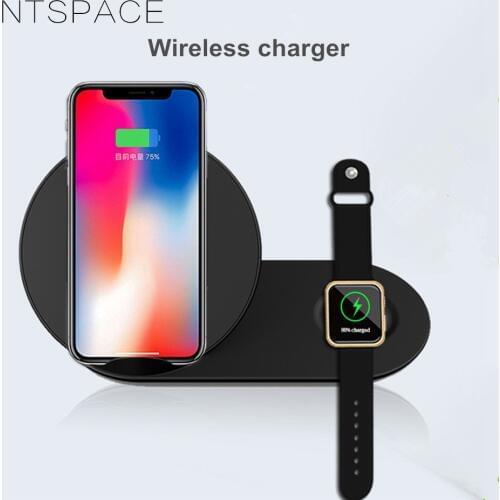 NTSAPCE 2 in 1 Wireless Charger for iPhone XS 8 Plus Watch 10W Fast Wireless Phone Charging for Samsung Xiaomi Wireless Charger