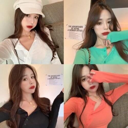 Slim-Fit Design Diagonal Collar Tight T-shirt Womens Autumn New Outdoor Ins Top Solid Color Inner Wear Bottoming Shirt