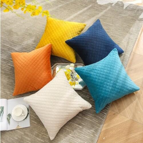 Solid Color Pillowcase Velvet Pillowcase Diamond Lattice Cushion Cover Modern Home Textile Products Plain Pillowcase Decoration