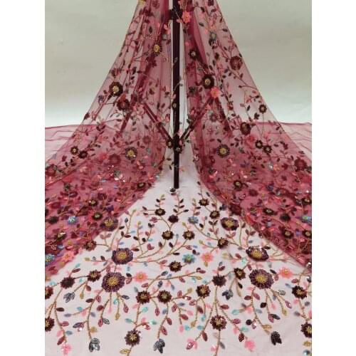 Wholesale african embroidered tulle fabric french net lace fabric J-168684 for nigerian wedding