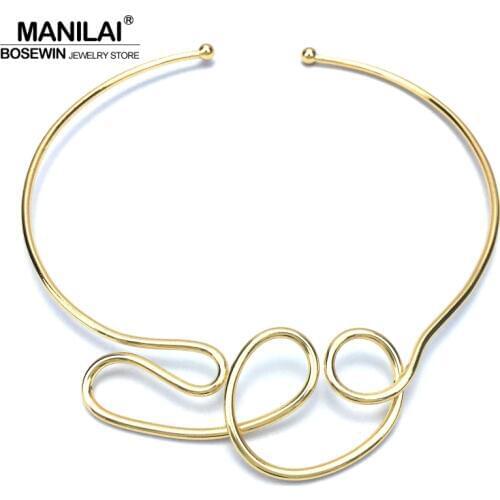MANILAI Geometric Alloy Chokers Necklaces For Women Fashion Jewelry Bib Collar Necklace Statement Punk Design