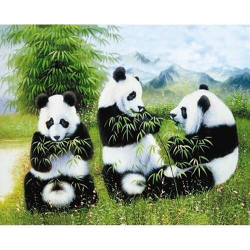 Landscape diamond painting pandas full round rhinestone embroidery picture puzzle animals diamond art drawing wall sticker decor