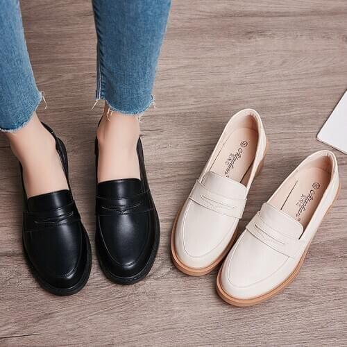 QWEDF 2019 Student Shoes College Girl Student LOLITA Shoes JK Uniform Shoes PU Leather Heart-shaped Lac Shoes X13-94