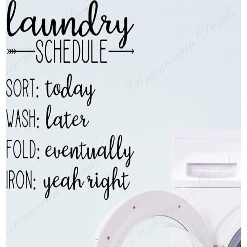Laundry Schedule Laundry Room Wall Stickers Vinyl Home Decoration Dry Cleaners Door Window Decals Removable Modern Murals 4829