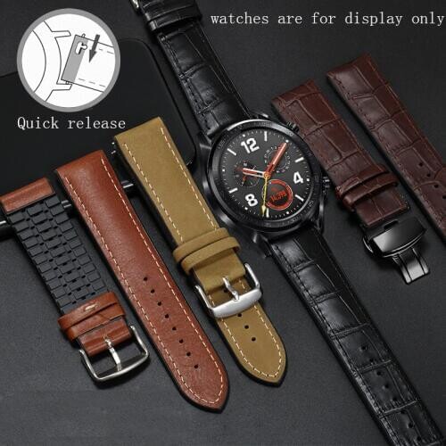 Suitable for Huawei watch GT2 Pro Leather +Silicone watchband 20mm 22mm business rubber watch chain Quick release