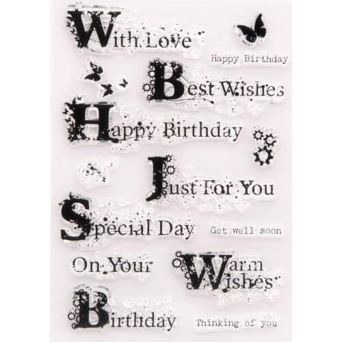 Happy Birthday Clear Stamps Transparent Silicone Stamp for DIY Scrapbooking Paper Card Craft Tools