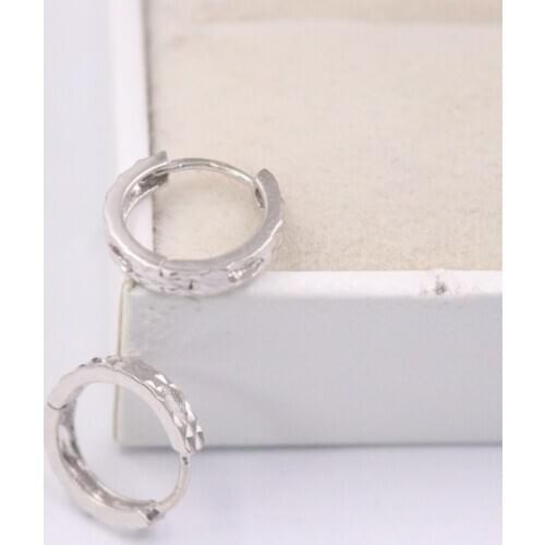 Real 18K White Gold Earrings For Women Full Star Earrings 11.5mmDia Gift New