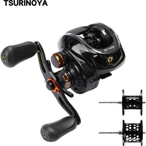 TSURINYA 2 Spool Bait Casting Fishing Reel 6.6:1 4KG Magnetic Drag Long Casting Deep Spool Fishing Lure Reel Spare Shllow Spool