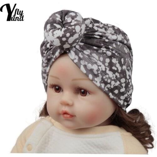 Yundfly Vintage Print Baby Girl Turban Hat Fashion Handmade Donut Infant Cap DIY Clothing Decoration Kids Headwear Birthday Gift