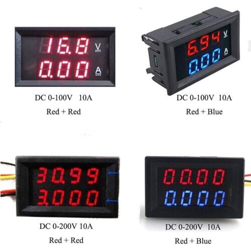 High Quality DC 100V 10A Voltmeter Ammeter Blue + Red LED Amp Dual Digital Volt Meter Gauge