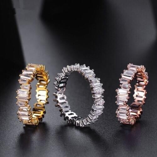 NEW Fashion Luxury Charm AAA Baguette Cubic Zirconia Wedding Ring for Women Cz Party Wedding Jewelry